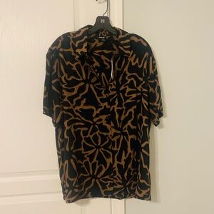 Prana Black and Brown Abstract Shirt